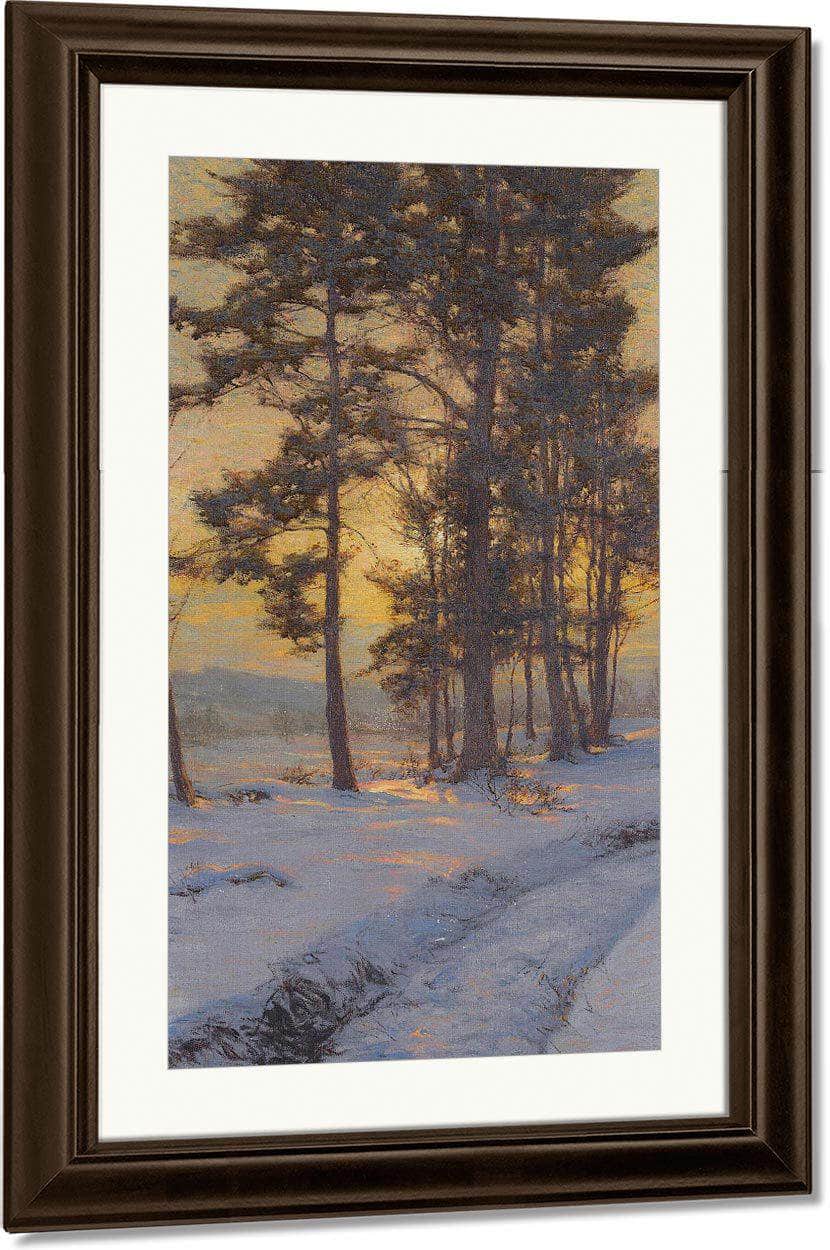 Path Through The Snow Under Golden Skies By Walter Launt Palmer Fine Art Print