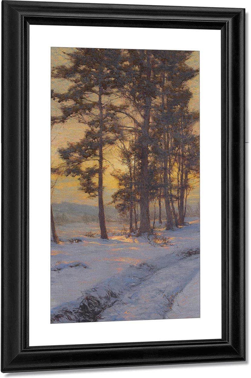 Path Through The Snow Under Golden Skies By Walter Launt Palmer Fine Art Print