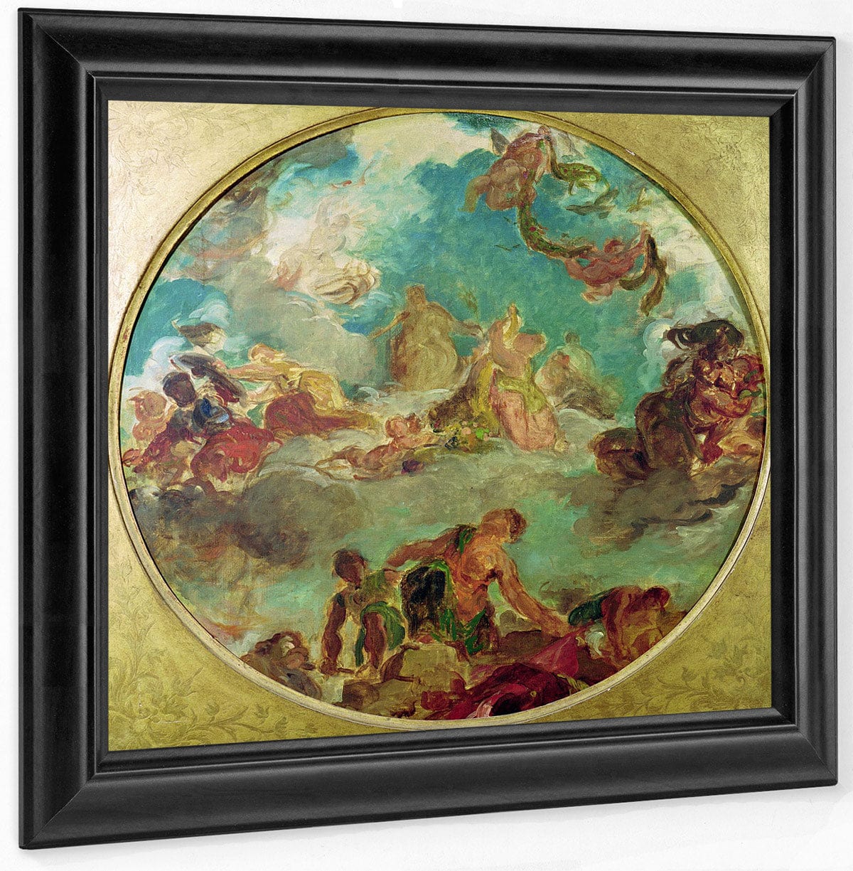Peace Descending To Earth, Study For The Central Ceiling Of The Salon De La Paix In The Hotel De Ville Destroyed In 1871 During The Commune (Oil On Canvas) By Ferdinand Victor Eugene Delacroix Fine Art Print