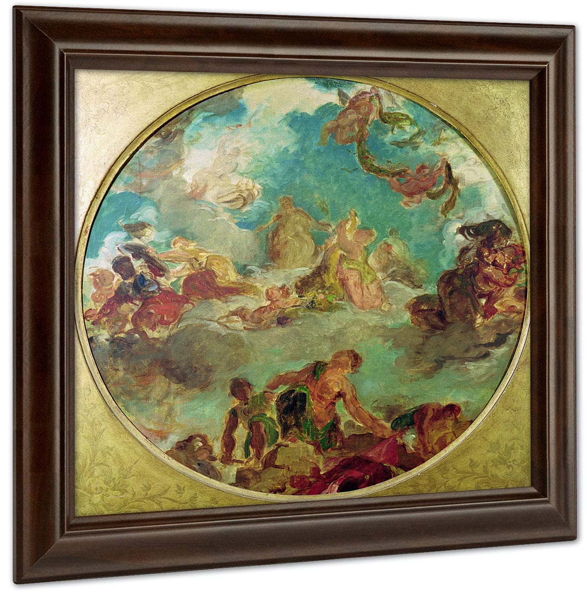 Peace Descending To Earth, Study For The Central Ceiling Of The Salon De La Paix In The Hotel De Ville Destroyed In 1871 During The Commune (Oil On Canvas) By Ferdinand Victor Eugene Delacroix Fine Art Print