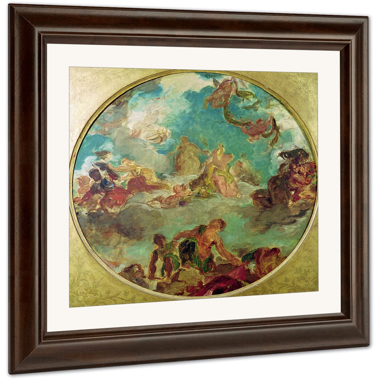 Peace Descending To Earth, Study For The Central Ceiling Of The Salon De La Paix In The Hotel De Ville Destroyed In 1871 During The Commune (Oil On Canvas) By Ferdinand Victor Eugene Delacroix Fine Art Print