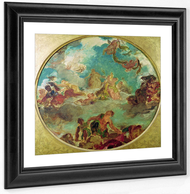 Peace Descending To Earth, Study For The Central Ceiling Of The Salon De La Paix In The Hotel De Ville Destroyed In 1871 During The Commune (Oil On Canvas) By Ferdinand Victor Eugene Delacroix Fine Art Print
