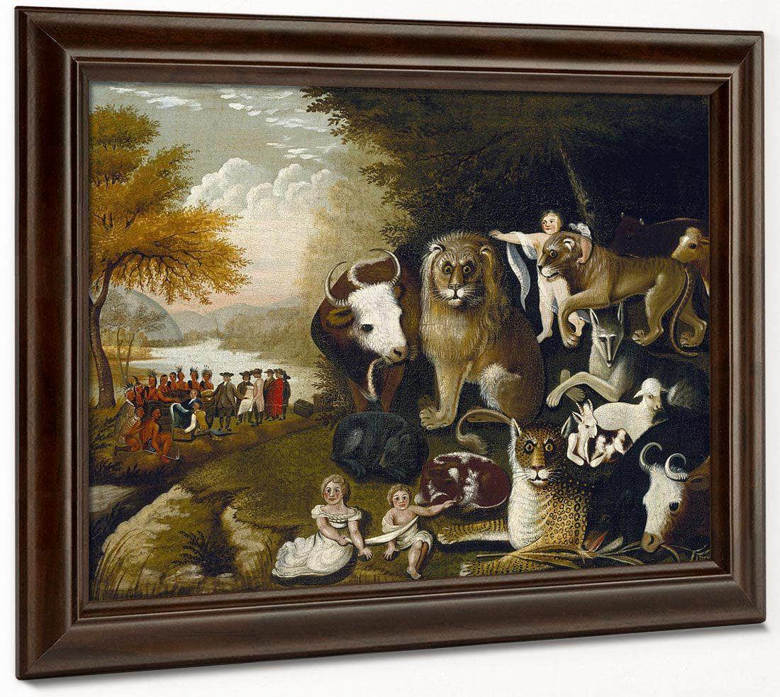 Peaceable Kingdom 1834 By Edward Hick Print, Canvas Art, Framed