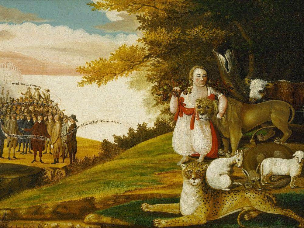 Peaceable Kingdom With Quakers Bearing Banners 1830 By Edward Hicks Fine Art Print