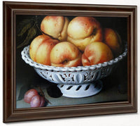 Peaches In A White Ceramic Basket 1602 By Fede Galizia Fine Art Print
