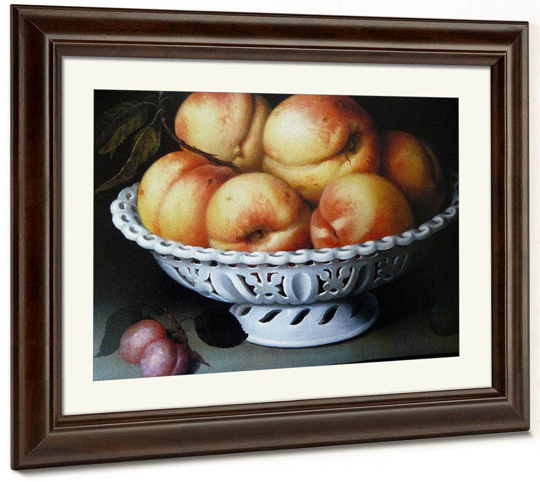 Peaches In A White Ceramic Basket 1602 By Fede Galizia Fine Art Print