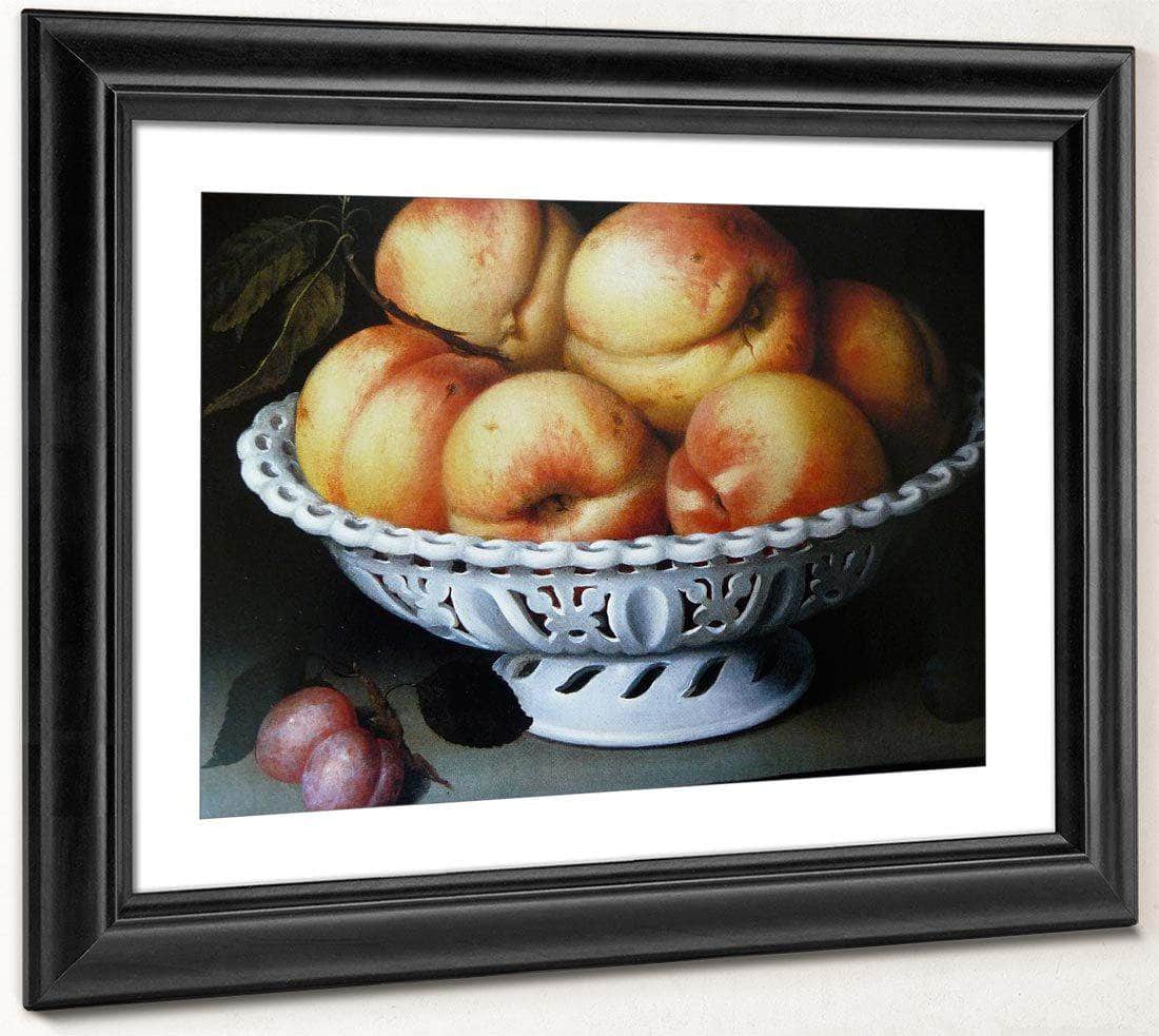 Peaches In A White Ceramic Basket 1602 By Fede Galizia Fine Art Print