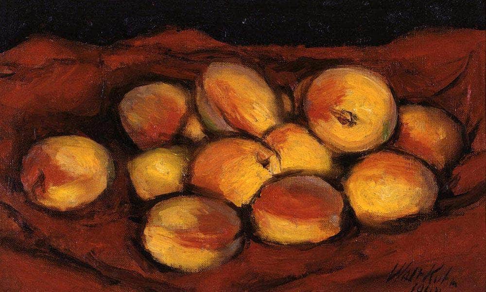 Peaches On Red Cloth By Walt Kuhn Fine Art Print