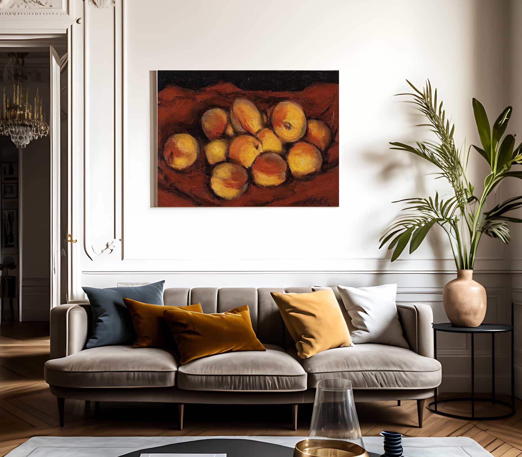 Peaches On Red Cloth By Walt Kuhn Fine Art Print