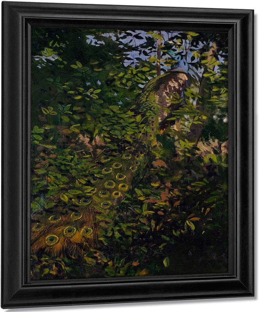 Peacock In The Woods, Study For Book Concealing Coloration In The Animal Kingdom By Abbott Handerson Thayer Fine Art Print