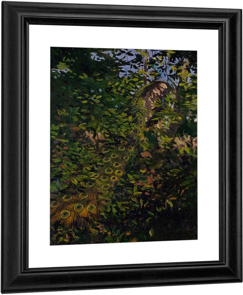 Peacock In The Woods, Study For Book Concealing Coloration In The Animal Kingdom By Abbott Handerson Thayer Fine Art Print