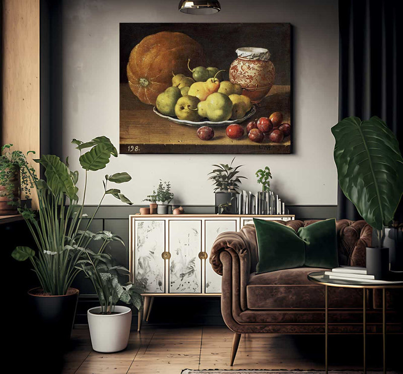 Pears On A Plate By Luis Melendez Fine Art Print