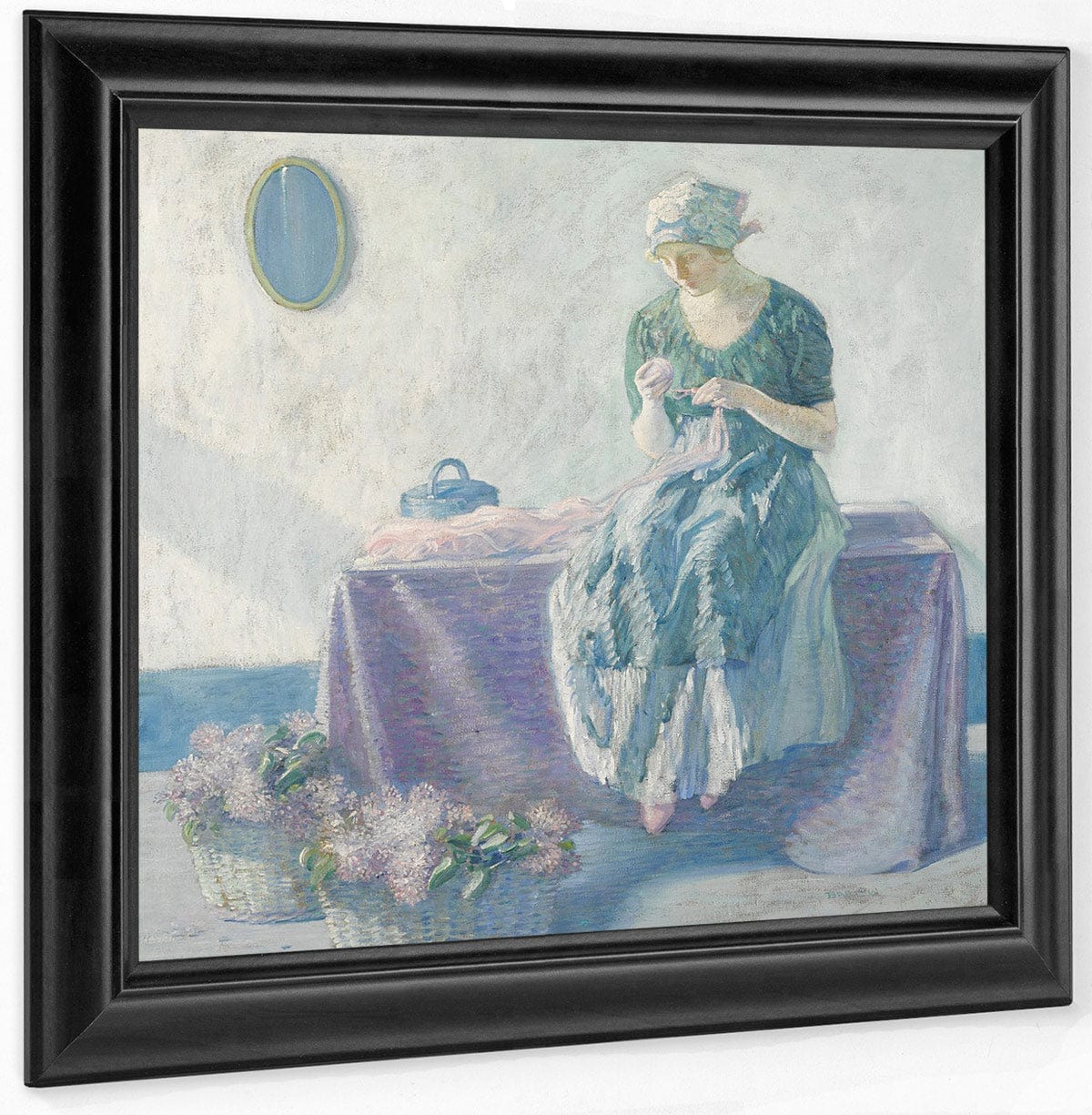 Peasant Sewing By Myron G Fine Art Print
