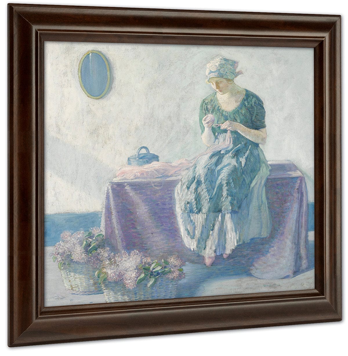 Peasant Sewing By Myron G Fine Art Print