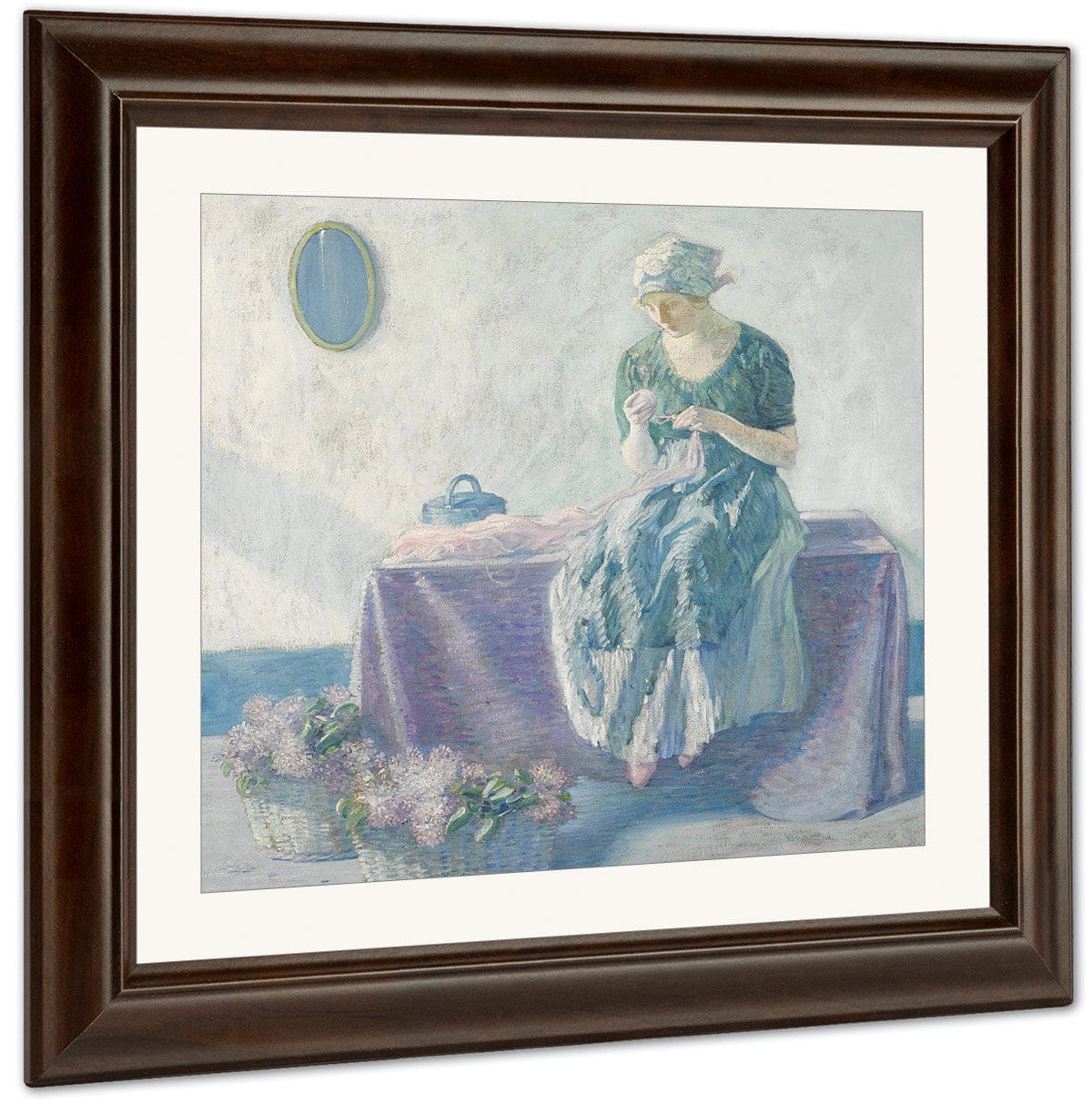 Peasant Sewing By Myron G Fine Art Print