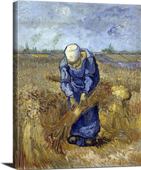 Peasant Woman Binding Sheaves (After Millet) Painting Vincent Van Gogh Canvas Art Fine Art Print
