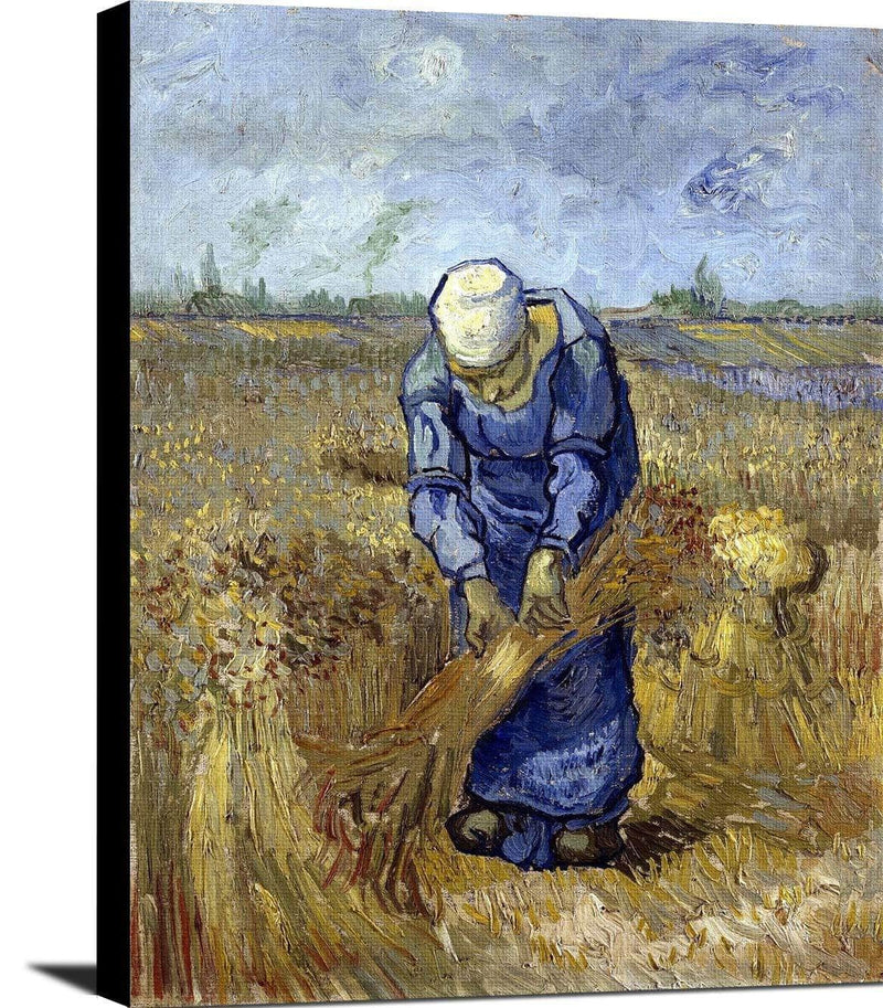 Peasant Woman Binding Sheaves (After Millet) Painting Vincent Van Gogh Canvas Art Fine Art Print