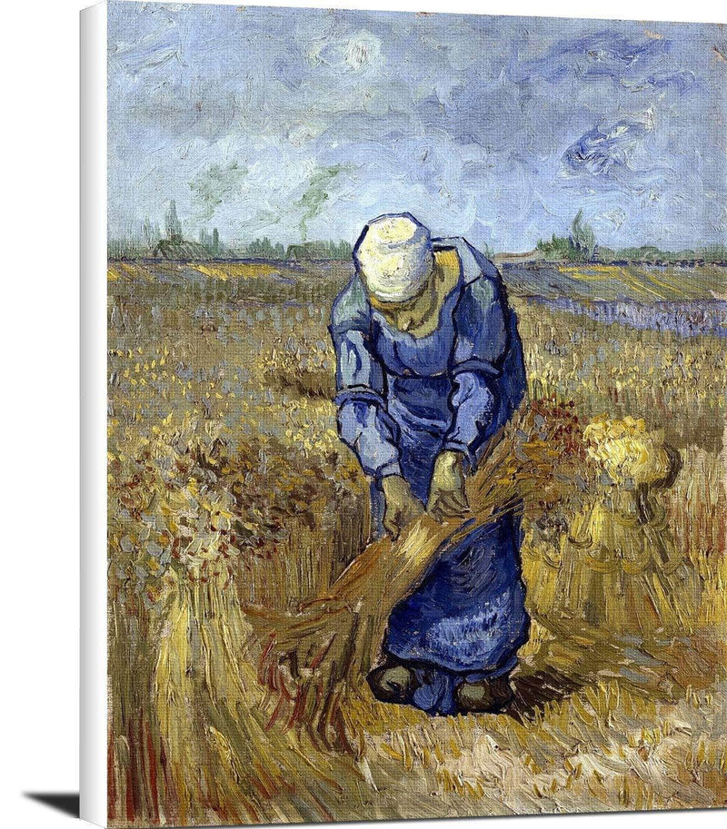 Peasant Woman Binding Sheaves (After Millet) Painting Vincent Van Gogh Canvas Art Fine Art Print