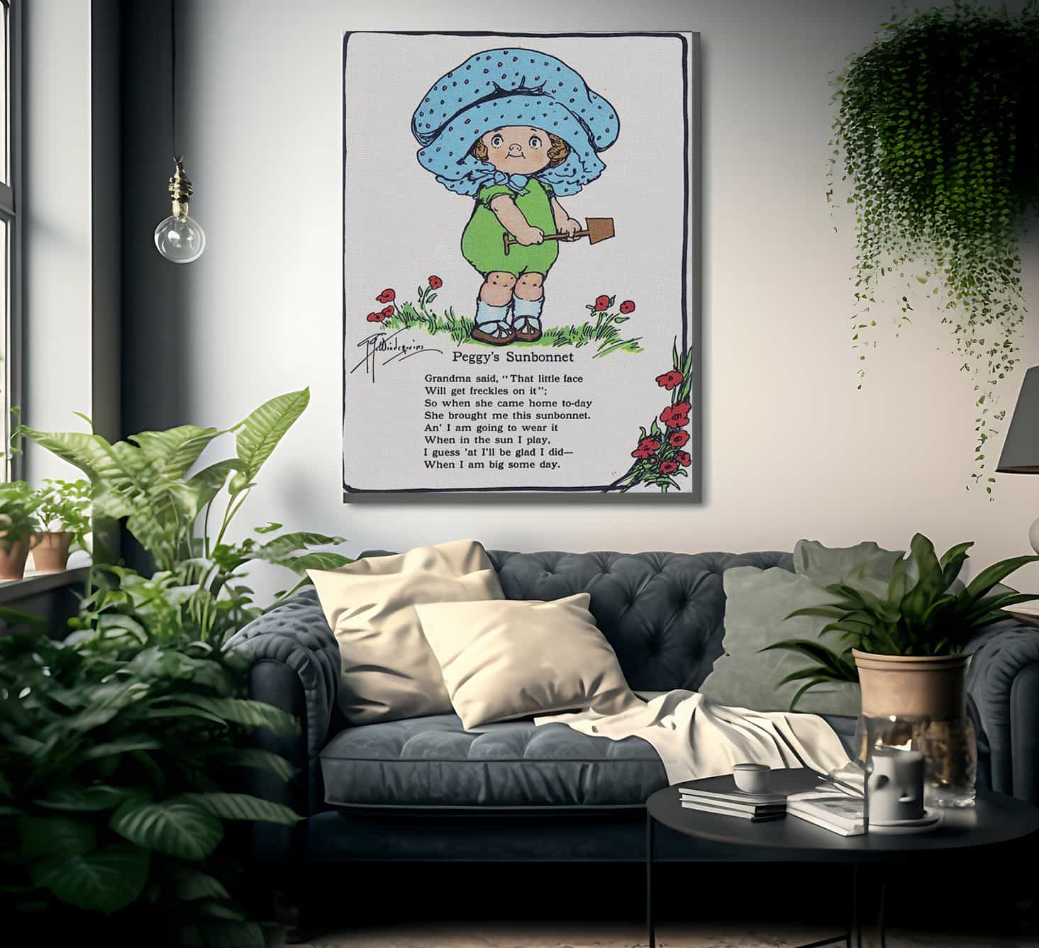 Peggys Sunbonnet Illustrated 2 By Grace G Drayton Fine Art Print