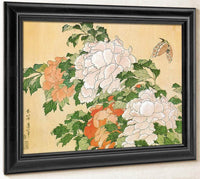 Peonies And Butterfly By Hokusai Fine Art Print