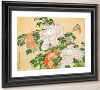 Peonies And Butterfly By Hokusai Fine Art Print