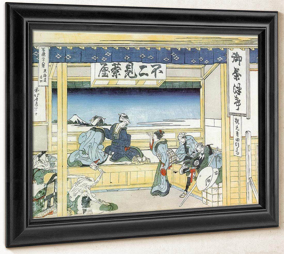 People Admiring Mount Fuji From A Tea House At Yoshida By Hokusai Fine Art Print