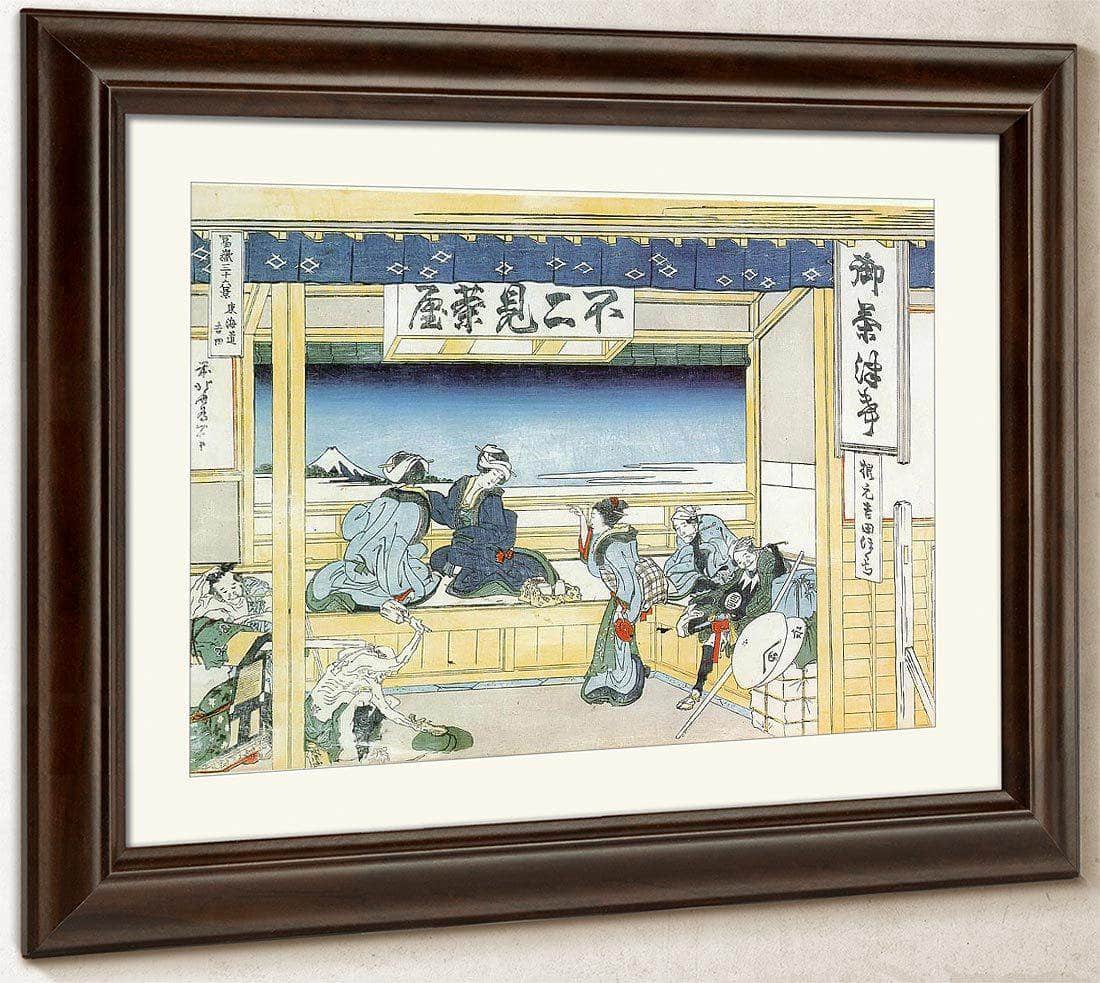 People Admiring Mount Fuji From A Tea House At Yoshida By Hokusai Fine Art Print