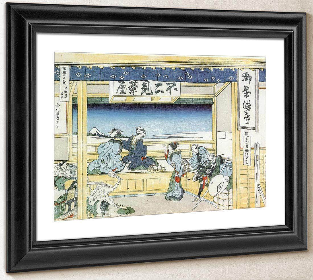 People Admiring Mount Fuji From A Tea House At Yoshida By Hokusai Fine Art Print