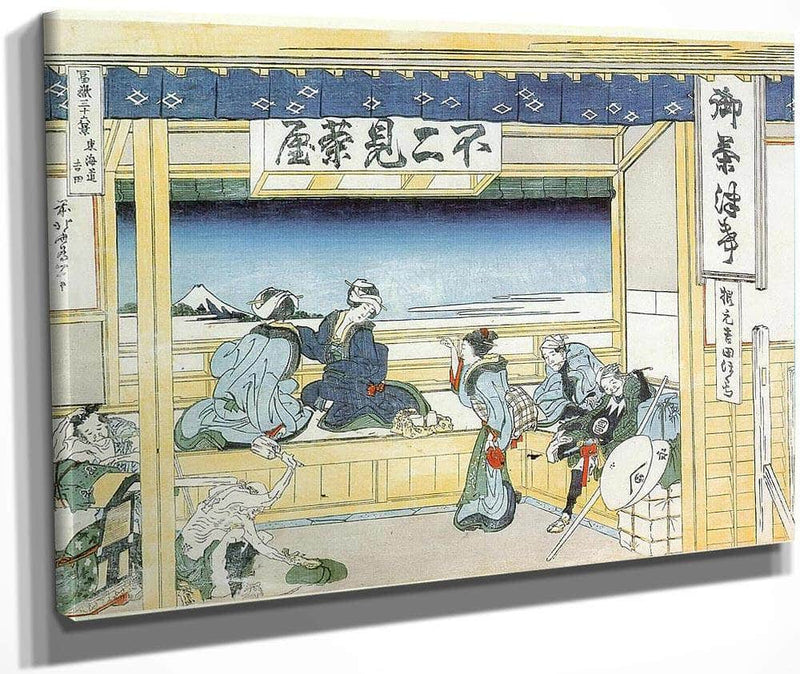 People Admiring Mount Fuji From A Tea House At Yoshida By Hokusai Fine Art Print