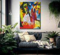 People At The Blue Lake By August Macke Fine Art Print