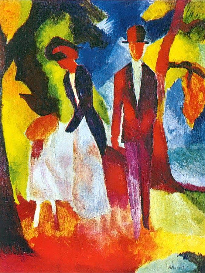 People At The Blue Lake By August Macke Fine Art Print