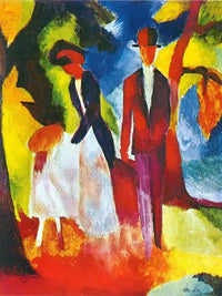 People At The Blue Lake By August Macke Fine Art Print