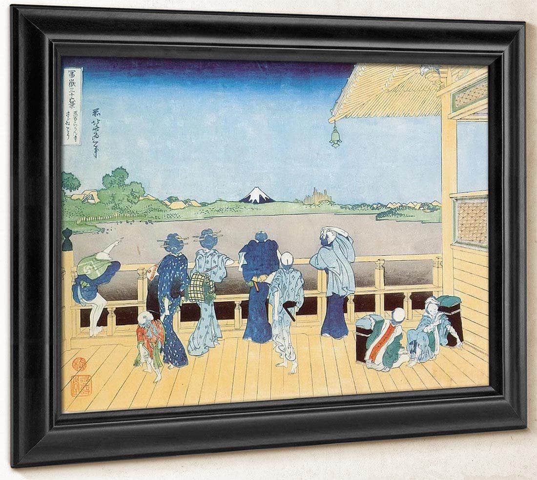 People On The Balcony Of The Temple Of Gohyakurakan By Hokusai Fine Art Print