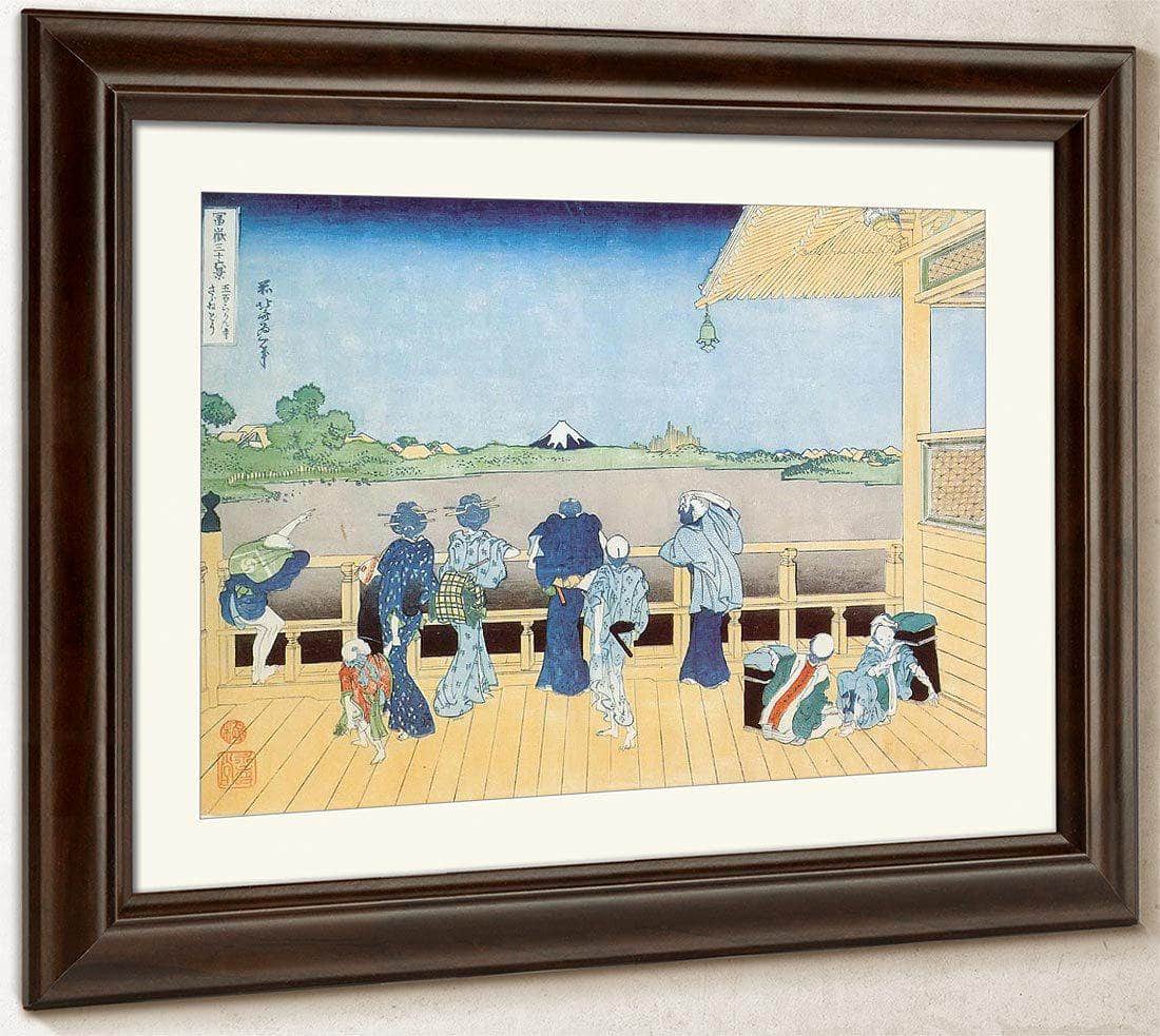 People On The Balcony Of The Temple Of Gohyakurakan By Hokusai Fine Art Print