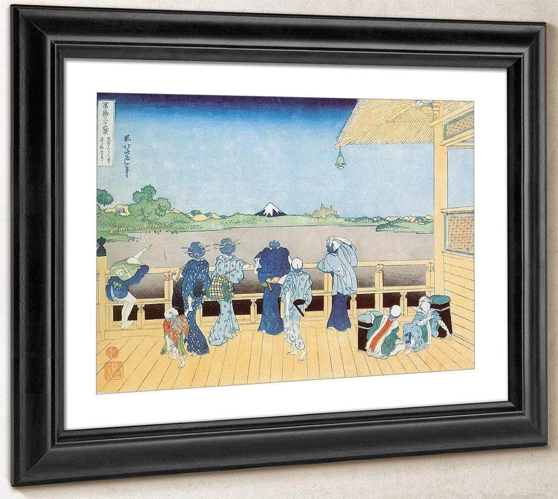 People On The Balcony Of The Temple Of Gohyakurakan By Hokusai Fine Art Print