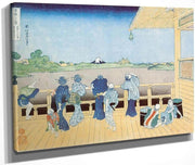 People On The Balcony Of The Temple Of Gohyakurakan By Hokusai Fine Art Print
