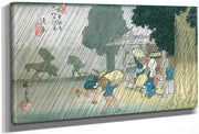 People Seeking Shelter From The Rain  By Hiroshige Fine Art Print