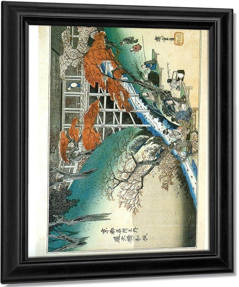 People Under Maple Trees By A Stream By Hiroshige Fine Art Print