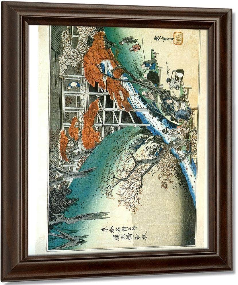 People Under Maple Trees By A Stream By Hiroshige Fine Art Print