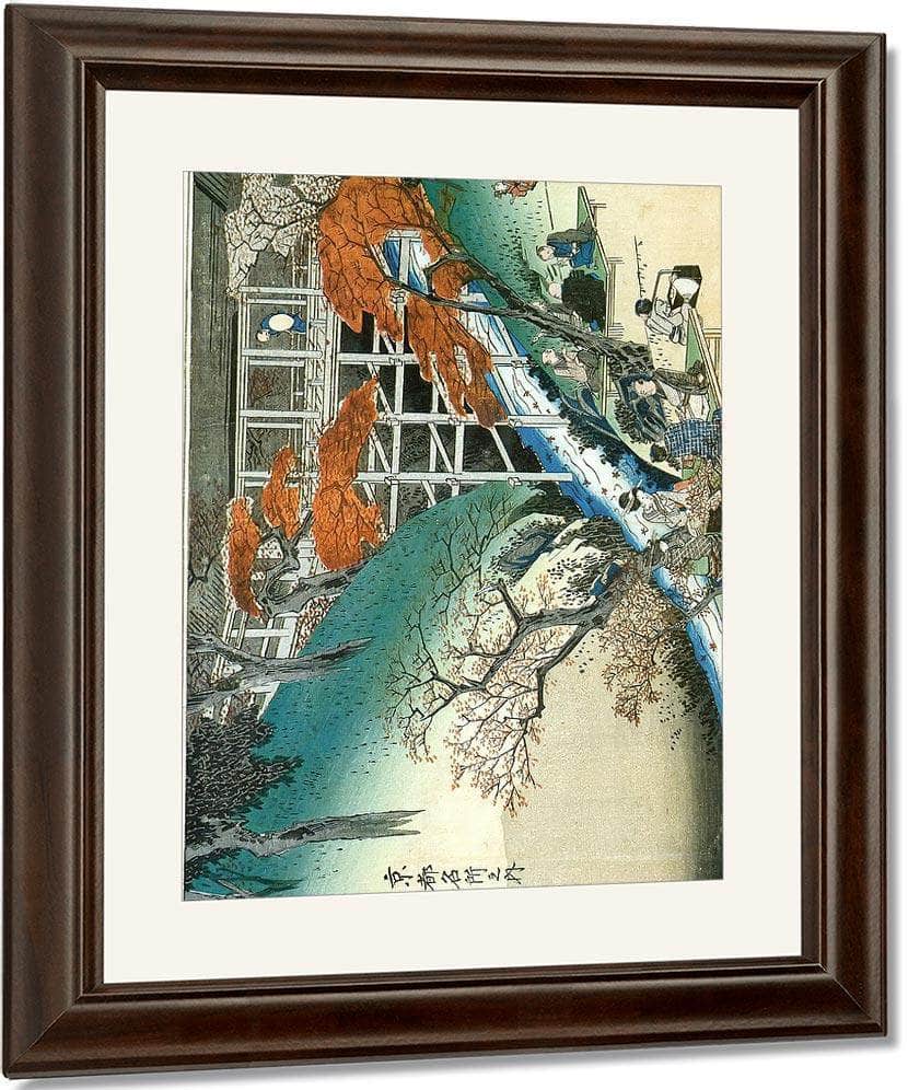 People Under Maple Trees By A Stream By Hiroshige Fine Art Print