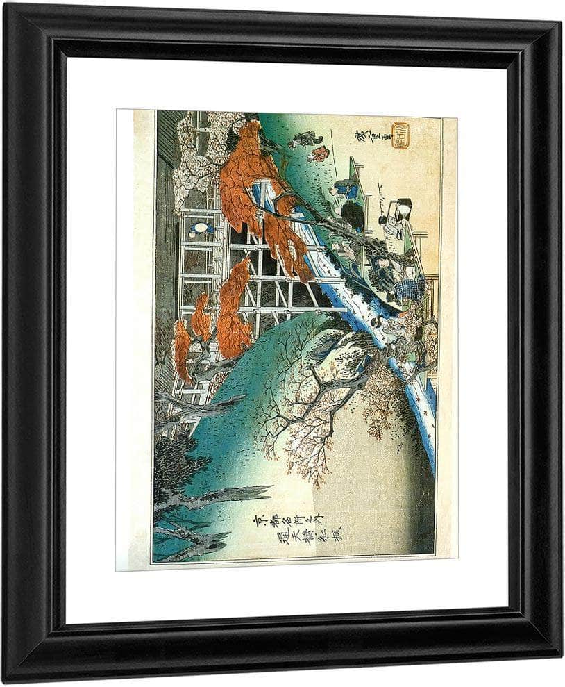 People Under Maple Trees By A Stream By Hiroshige Fine Art Print