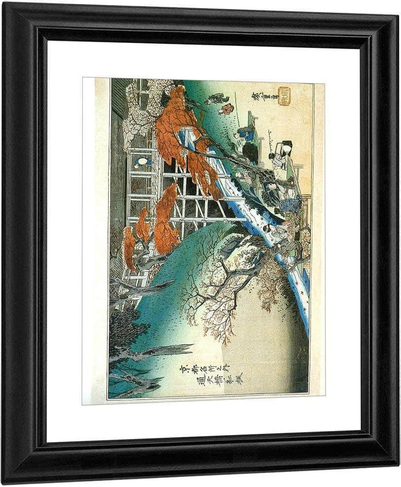 People Under Maple Trees By A Stream By Hiroshige Fine Art Print