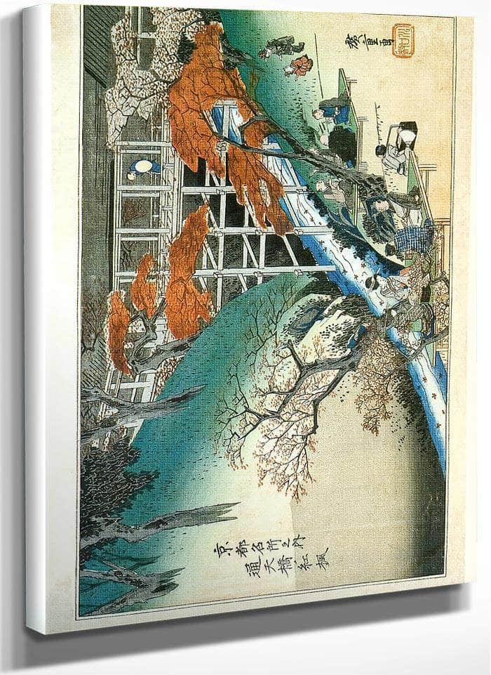 People Under Maple Trees By A Stream By Hiroshige Fine Art Print