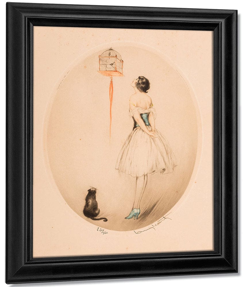 Perroquet Bleu And La Cage Rouge Two Works 1928 By Louis Icart Fine Art Print