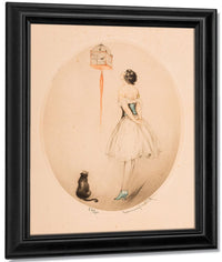 Perroquet Bleu And La Cage Rouge Two Works 1928 By Louis Icart Fine Art Print