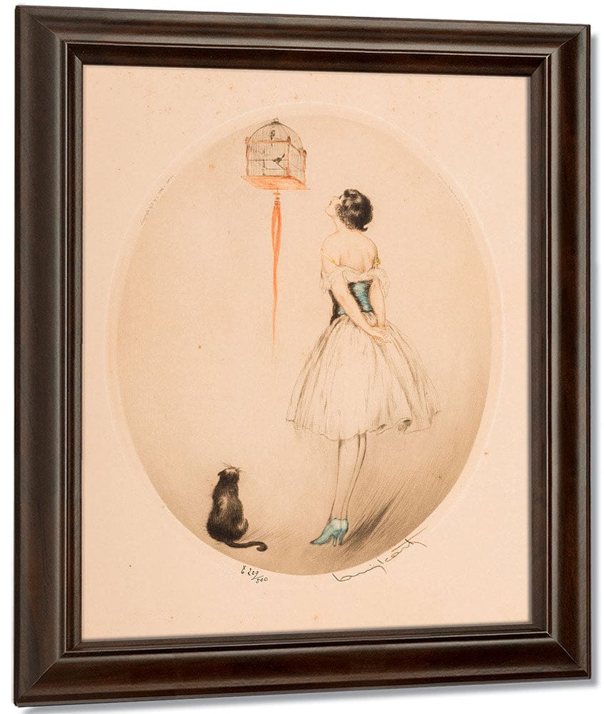 Perroquet Bleu And La Cage Rouge Two Works 1928 By Louis Icart Fine Art Print