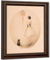 Perroquet Bleu And La Cage Rouge Two Works 1928 By Louis Icart Fine Art Print