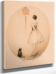 Perroquet Bleu And La Cage Rouge Two Works 1928 By Louis Icart Fine Art Print