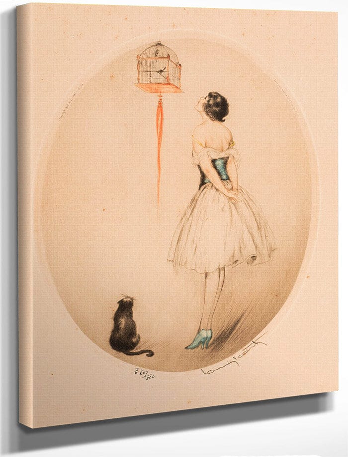 Perroquet Bleu And La Cage Rouge Two Works 1928 By Louis Icart Fine Art Print