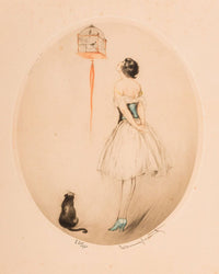 Perroquet Bleu And La Cage Rouge Two Works 1928 By Louis Icart Fine Art Print